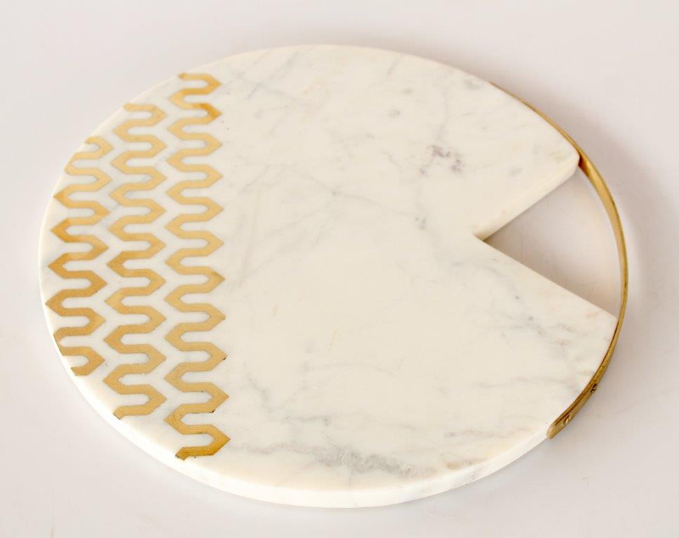 Marble Board With Brass Insert & Handle